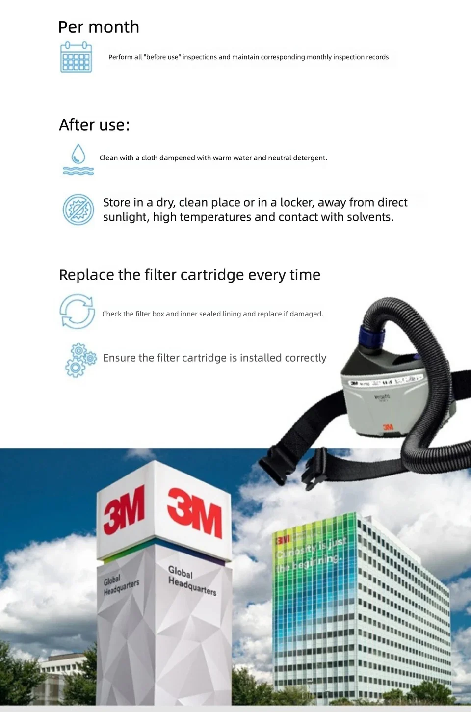 3M TR-3712E P3 Filter für Versaflo TR-300 TR-315E+ PAPR Motor Kit Motorisierter Luftreinigender Atemschutz Partikelfilterbox – Detail 7