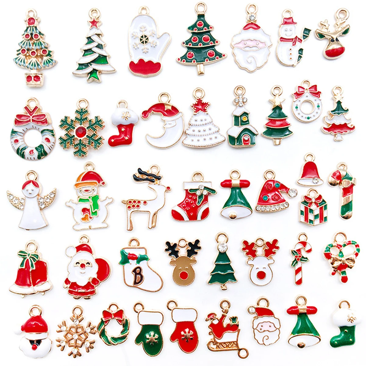 10/30/50pcs Alloy Drip Oil Christmas Series Pendant Jewelry Making DIY Keychain Earrings Charms for Jewelry Bracelets Necklace