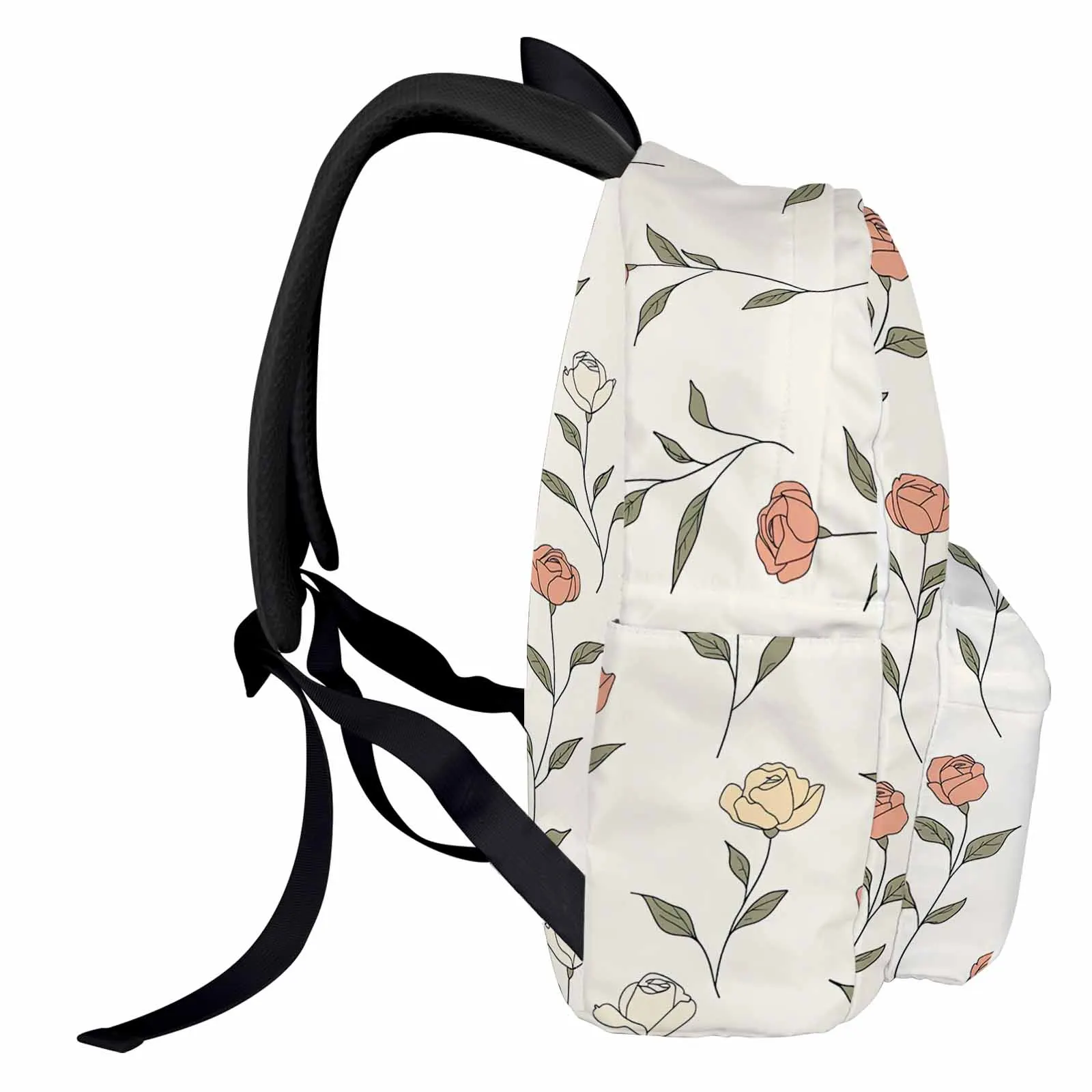 

Hand Drawn Flower Leaves Backpack Teenagers Student School Bags Laptop Custom Backpack for Men Women Travel Bag