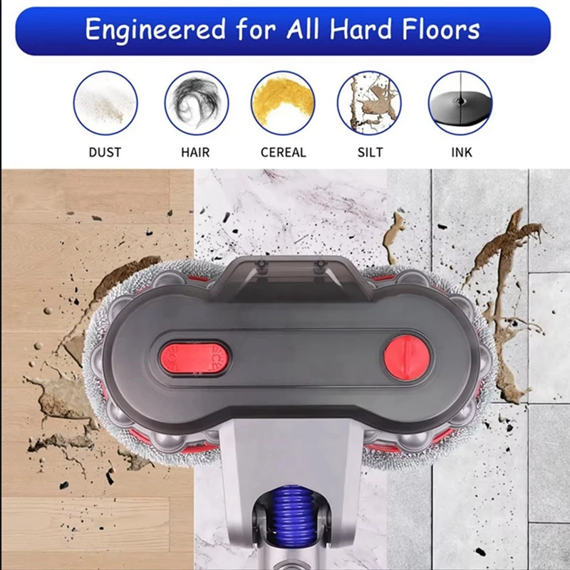 For Dyson V7 V8 V10 V11 V12 V15, Dual Rotating Motors With 6 Pieces Washable Mop Pads