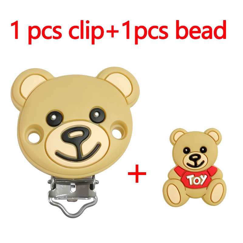 2 Stück/Set Silikon Cartoon Tier Schnullerclip Beißperle DIY Schnullerkette Schmuckzubehör