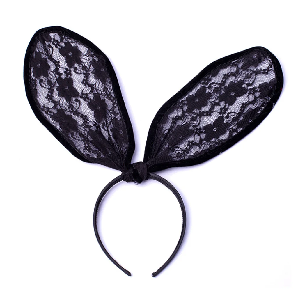 Easter Lace  Ear Necklace and Glove Set, Nightclub Cosplay  Girl Styling Headband