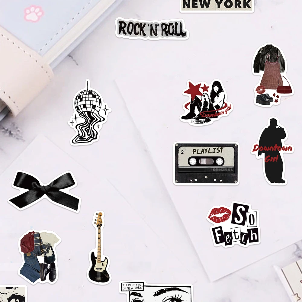 50PCS Creative Black Y2K Creative Stickers Premium Phone Cases Laptop Water Cups Refrigerator Desktop Waterproof Stickers image 6