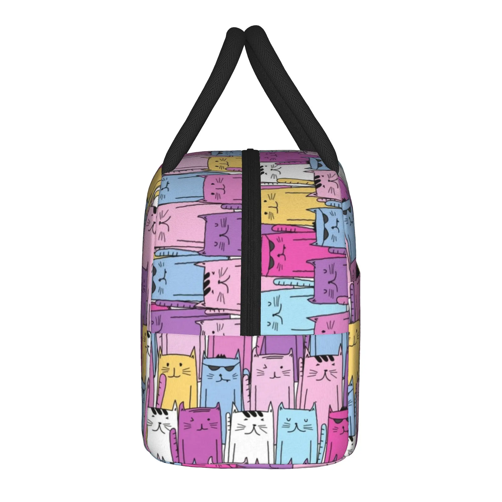 Cat Pattern Lunch Bag Animals Cute Cartoon Casual Lunch Box Outdoor Picnic Convenient Thermal Lunch Bags For Men Cooler Bag