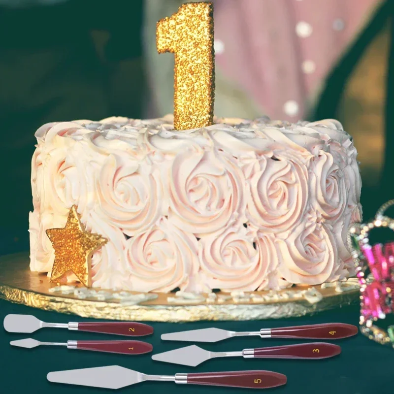 

1/5pcs Cake Spatula Set Stainless Steel Butter Creamer Smooth Cake Metal Spatula Baking Pastry Decoration Tools