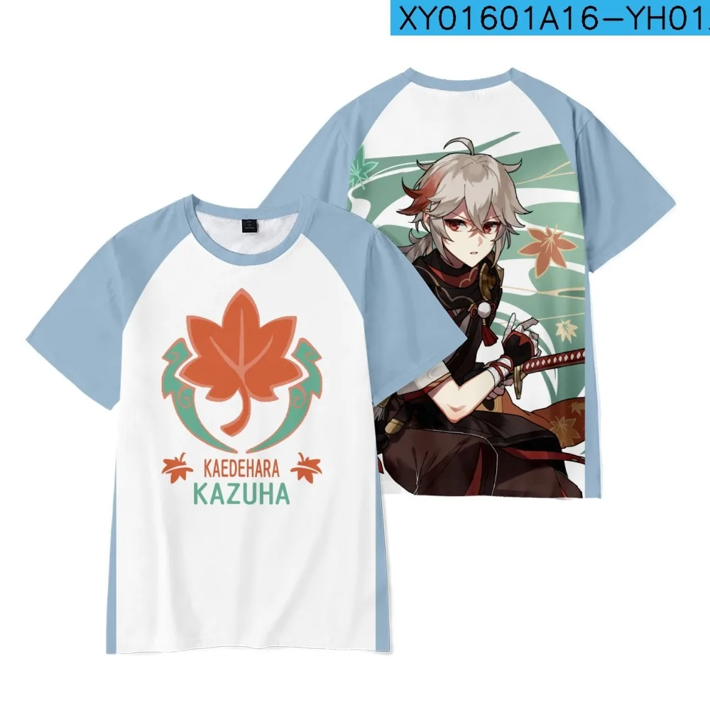 Gioco Genshin Impact Kaedehara Kazuha 3D Print T Shirt donna uomo estate girocollo manica corta divertente Tshirt Graphic Tees Cosplay