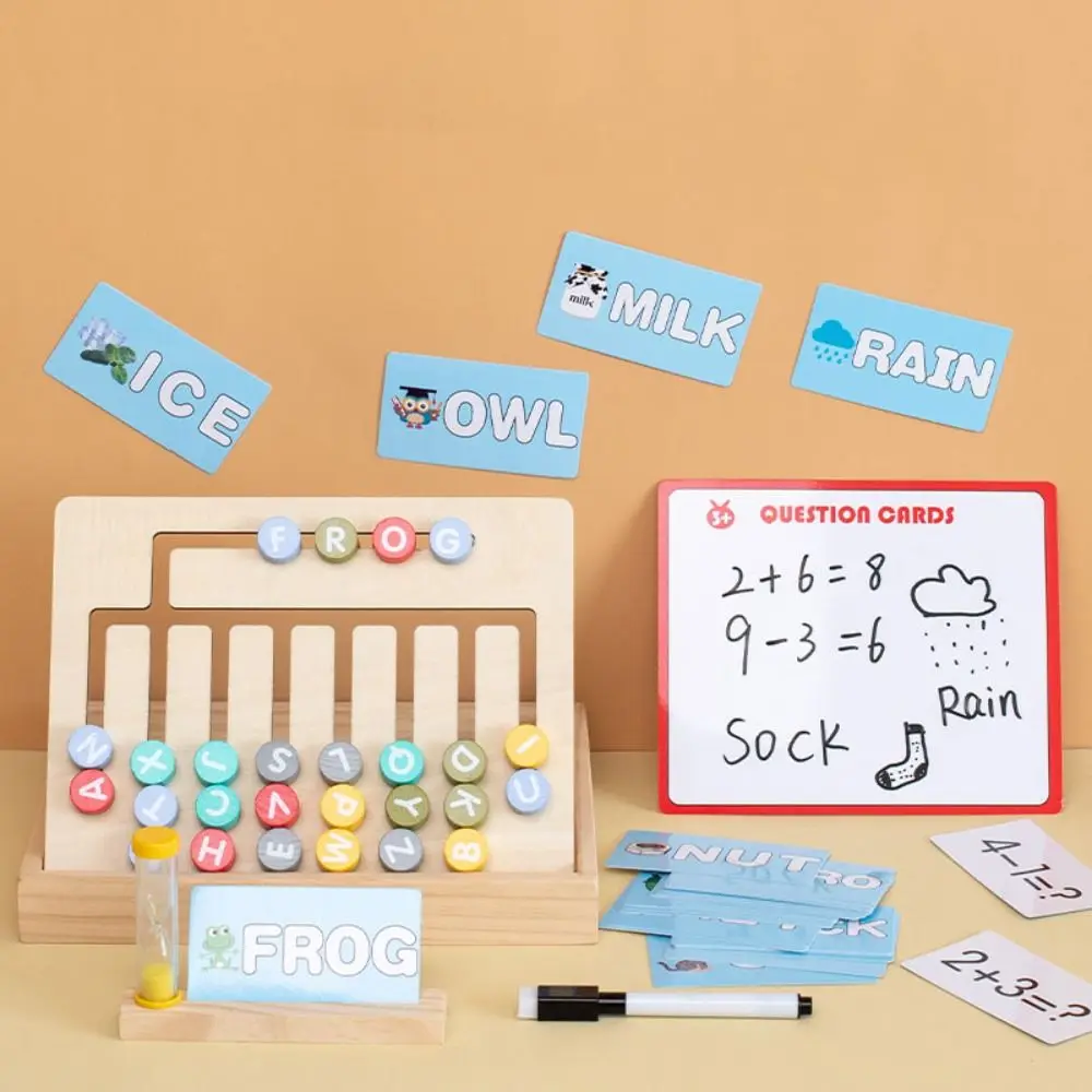 Houten Nummer Engels Dubbelzijdig Schaakpuzzel Montessori Logisch Denken Training Speelgoed Draagbare Cartoon Wiskunde Leermiddel