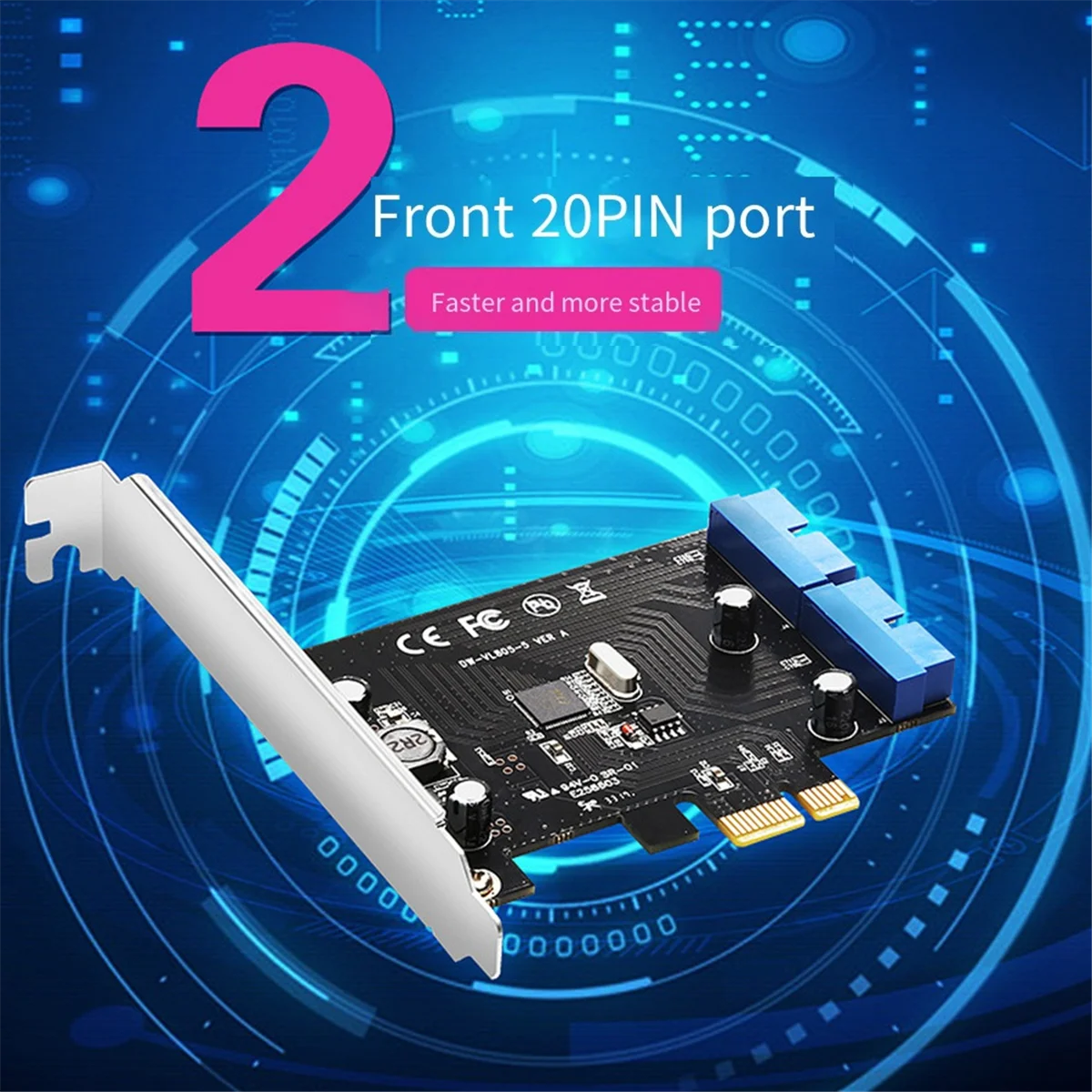 AA84 PCI Express USB 3.0 19 Pin بطاقة التوسعة PCIE 1X إلى 2 منافذ USB 3 19 Pin محول داخلي USB3 20Pin Hub Header