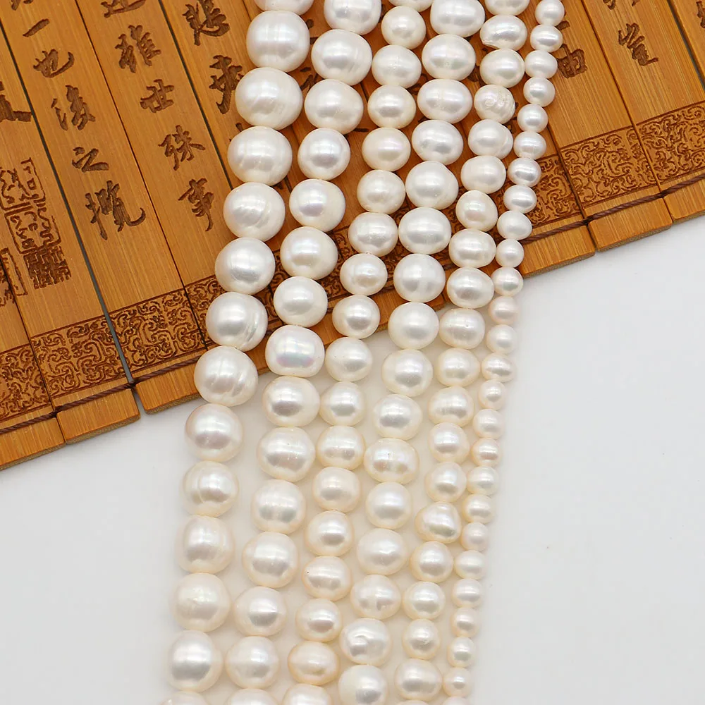 2-10mm Natural Non-Threaded Punch-Hole Pearls Loose Bead White Irregular Round Straight-Hole Fashion Jewelry Accessories 1Strand