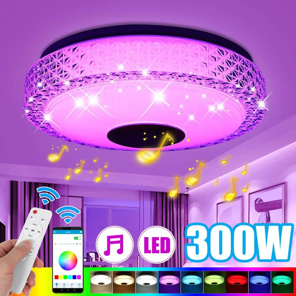 300W Modern LED Ceiling Lights RGB Home lighting APP bluetooth Music Light Bedroom Lamps Smart Ceiling Lamp+Remote Control