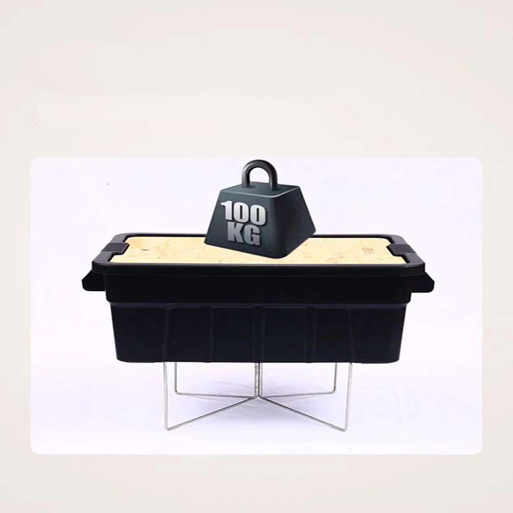 Portable Fridge Ice Box Holder Foldable Outdoor Camping Ice Box Holder Rack Stainless Luggage Rack for Cooking Picnic Outdoor