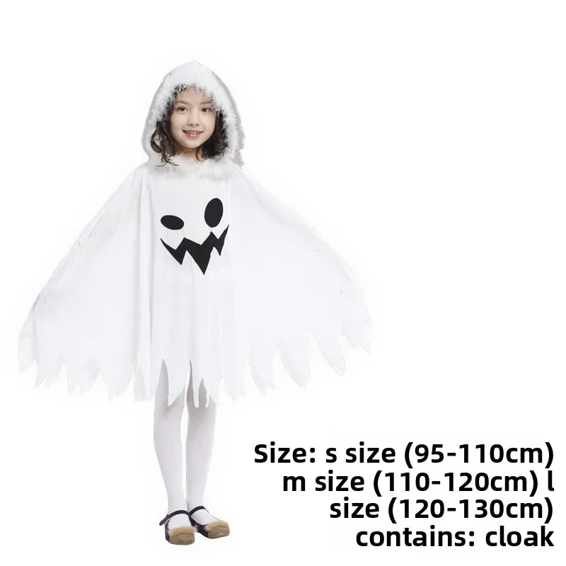 

Детский костюм белого призрака на Хэллоуин, наряд для мальчиков, плащ для выступлений, халат демона, кросбоди для девочек и мальчиков