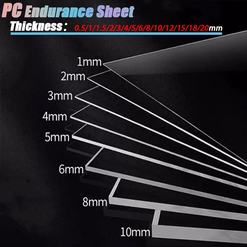 Thickness 0.5-20mm High Transparent PC Endurance Board Polycarbonate Plate Wear Resistant Plastic Sheet Hard Home DIY 297x210mm