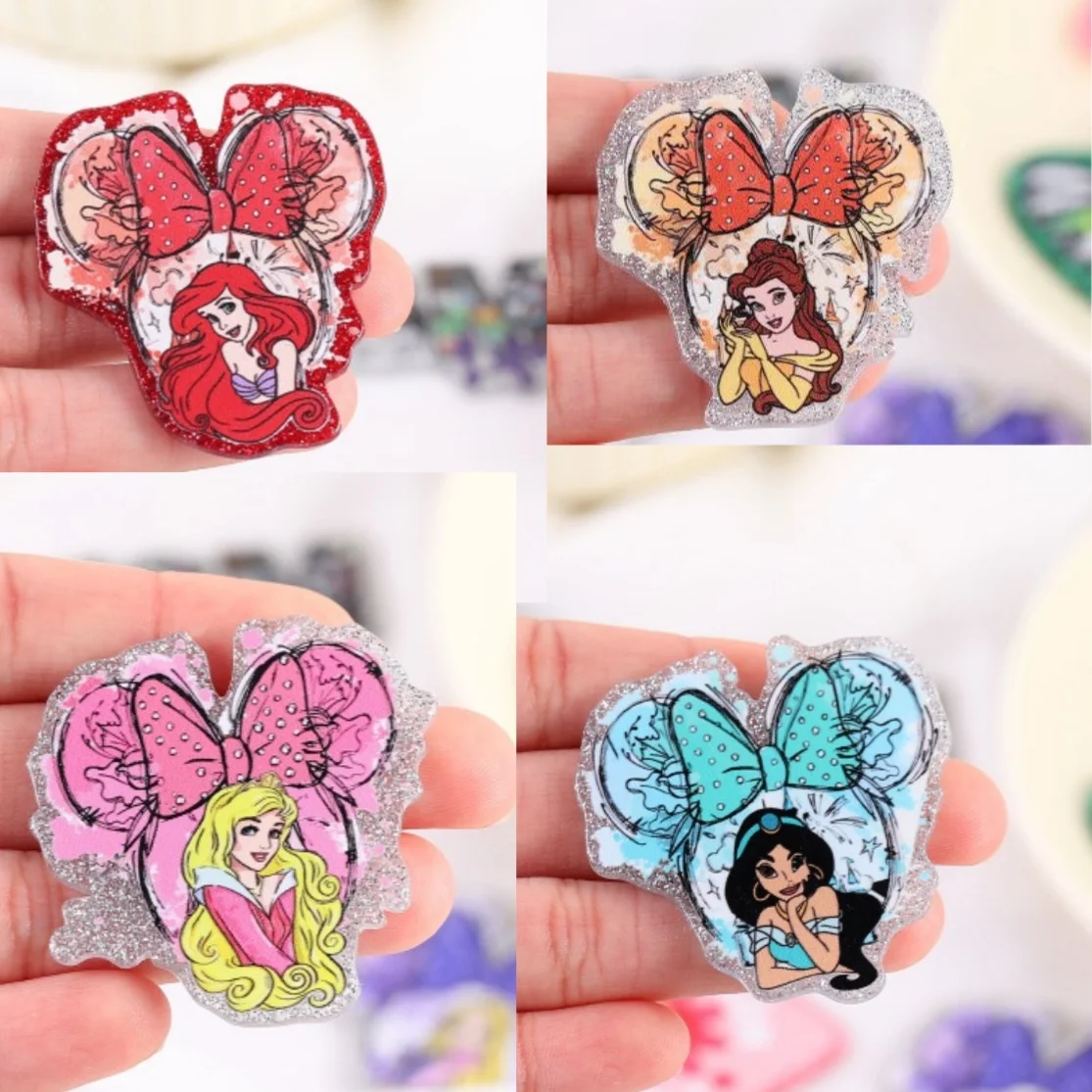 

Disney cute acrylic anime snow white sequins DIY mobile phone case decoration cartoon star peripheral patch letter beads