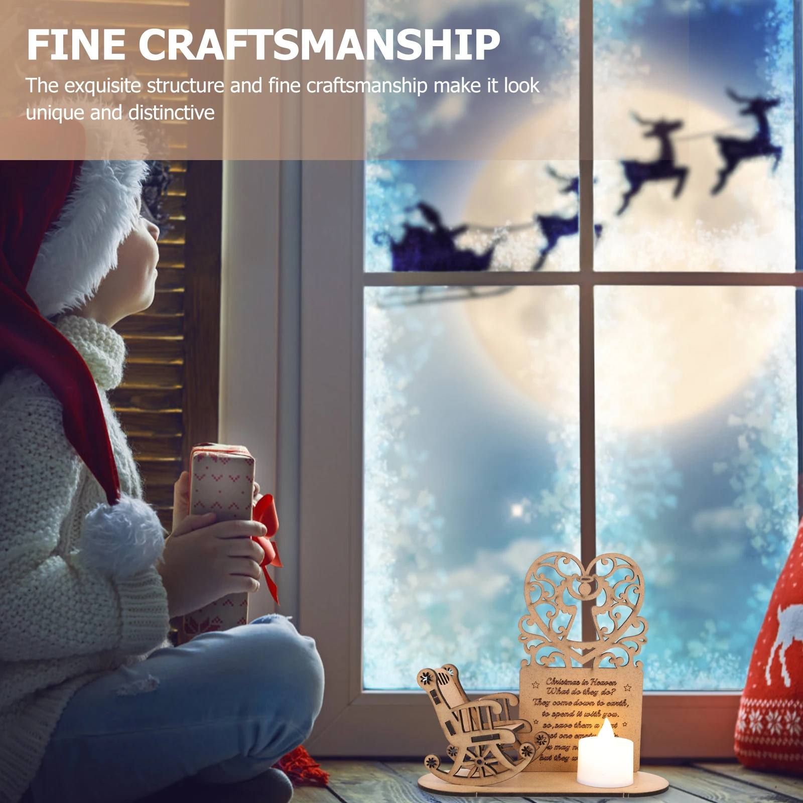 

1pc Wooden Christmas Decor Diy Xmas Craft Desktop Festival Ornament With Electronic Lamp Led Lighting