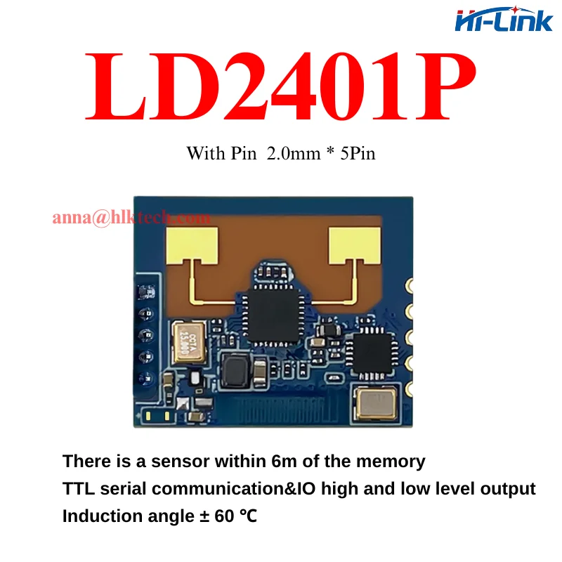 Spedizione gratuita 50 pezzi LD2401 con Bluetooth distanza di rilevamento massima di 6 metri di sensibilità del radar di presenza umana 24G