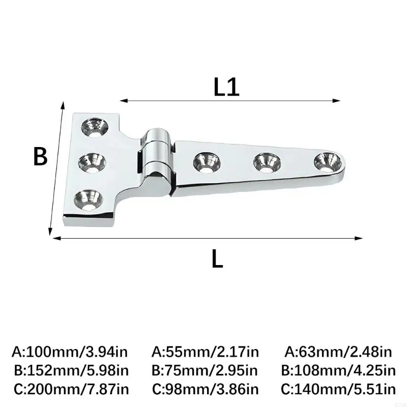 M76E 2 Stück T-Typ-Edelstahlscharniere in industrieller Stärke für schwere Bootstüren – Detail 6