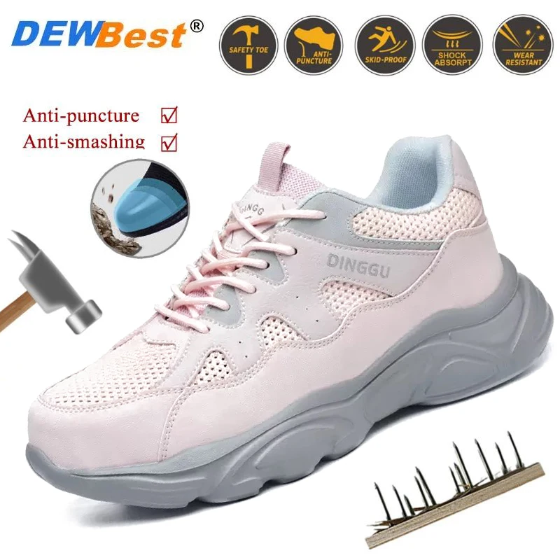 2026 Men's and women's shoes summer breathable lightweight anti-smash anti-puncture steel head safety work shoes