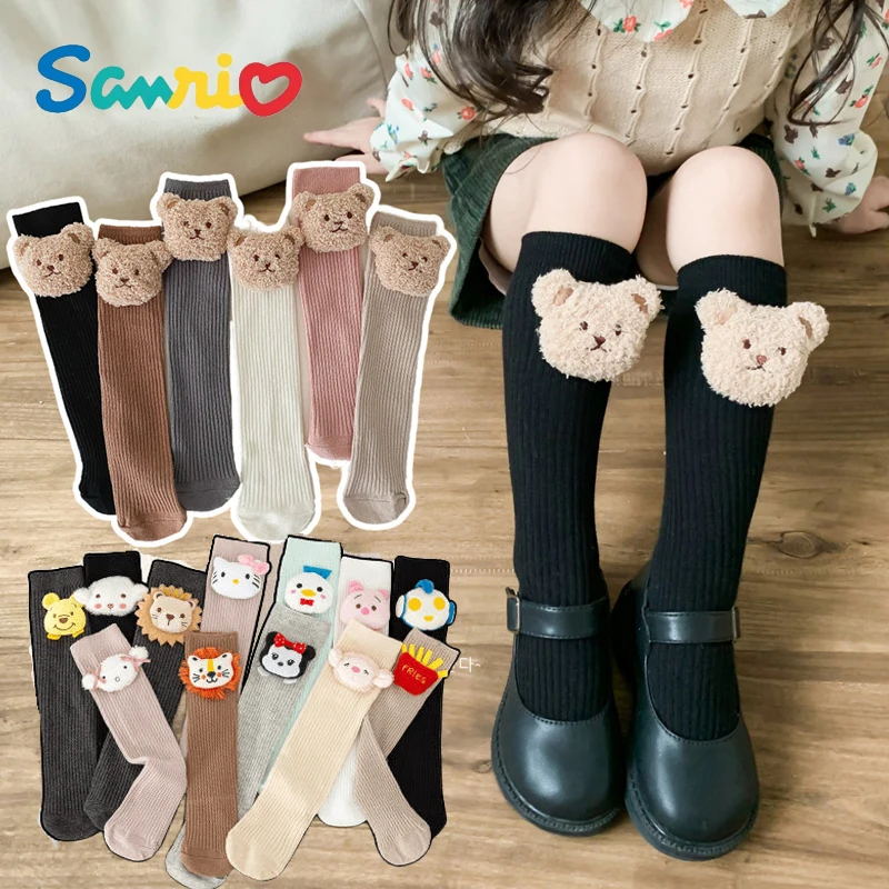 Sanrios Hellokittys Pochacco Pompom Purins Cartoon Doll Kids Straight Socks Girls Pile Sock Baby Lolita Without Heel Calf Socks