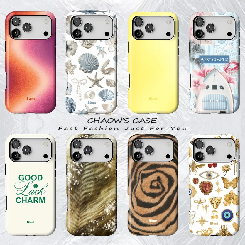 

Luxury BluntS Retor Seaside Elements Phone Case for iPhone 17 17e 16e 16 15 14 13 12 11 Air Pro Max Plus Double-layer Back Cover