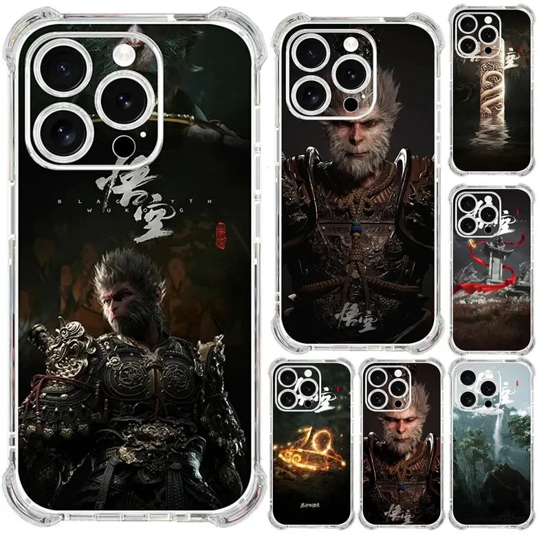 Black Myth Wukong Game Phone Case for Iphone 16 15 14 13 12 Mini 11 Pro Max Soft Funda Print Shell