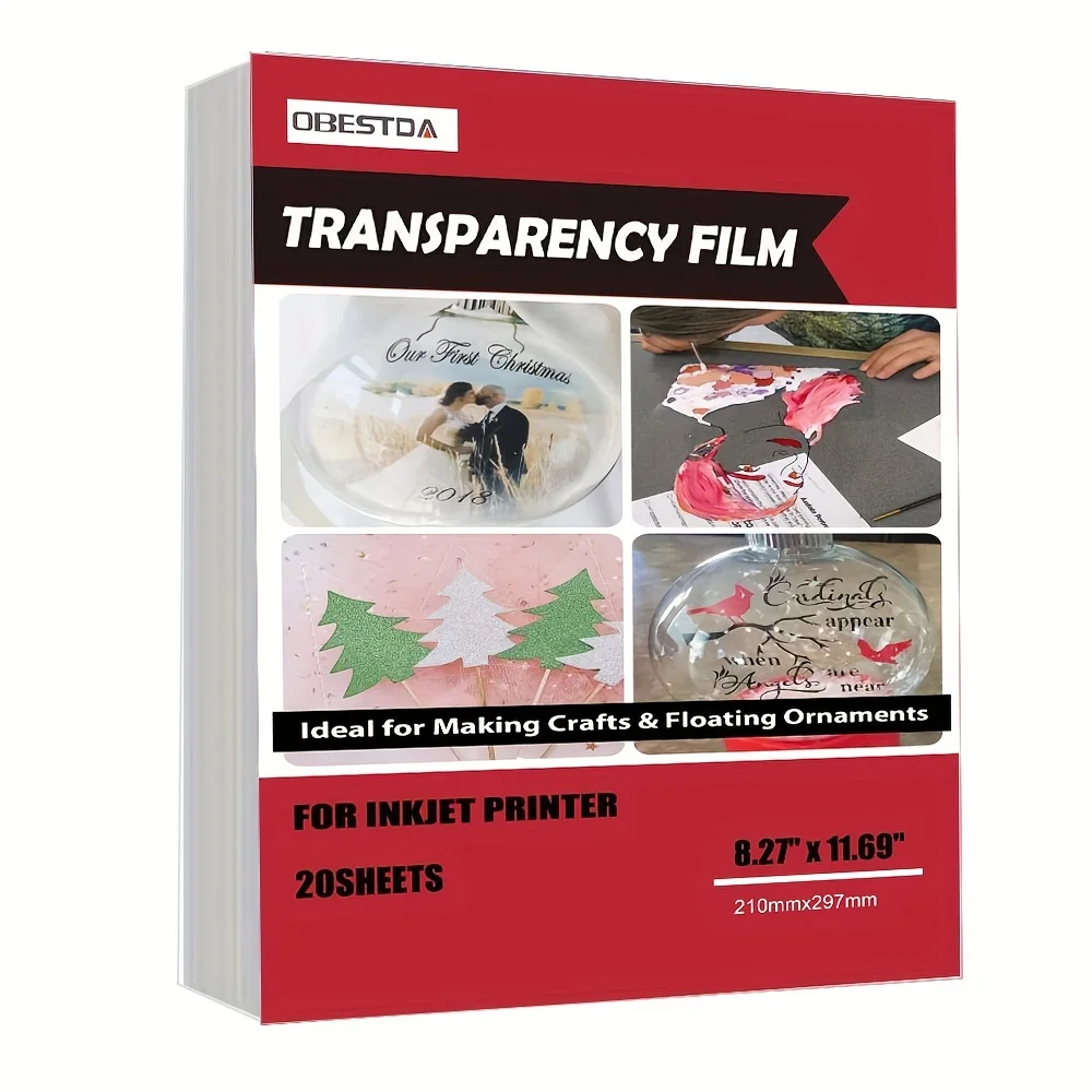 Película transparente de impresión de inyección de tinta A4, 20 piezas, para serigrafía, plantilla de papel para manualidades, proyector deslizante,