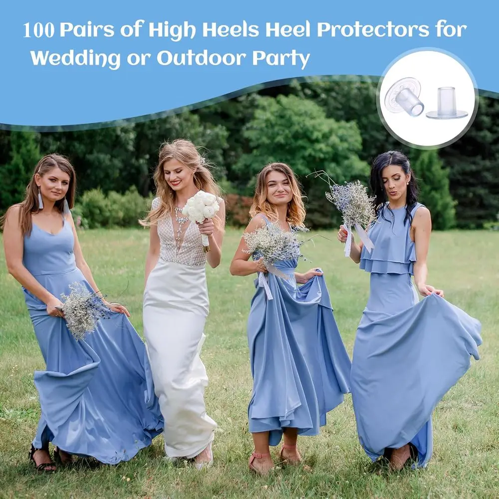 100 Pairs Heel Repair Caps Non-slip High Heel Stoppers High Heel Protectors for Wedding Party Heels Guard Stop Sinking at Grass
