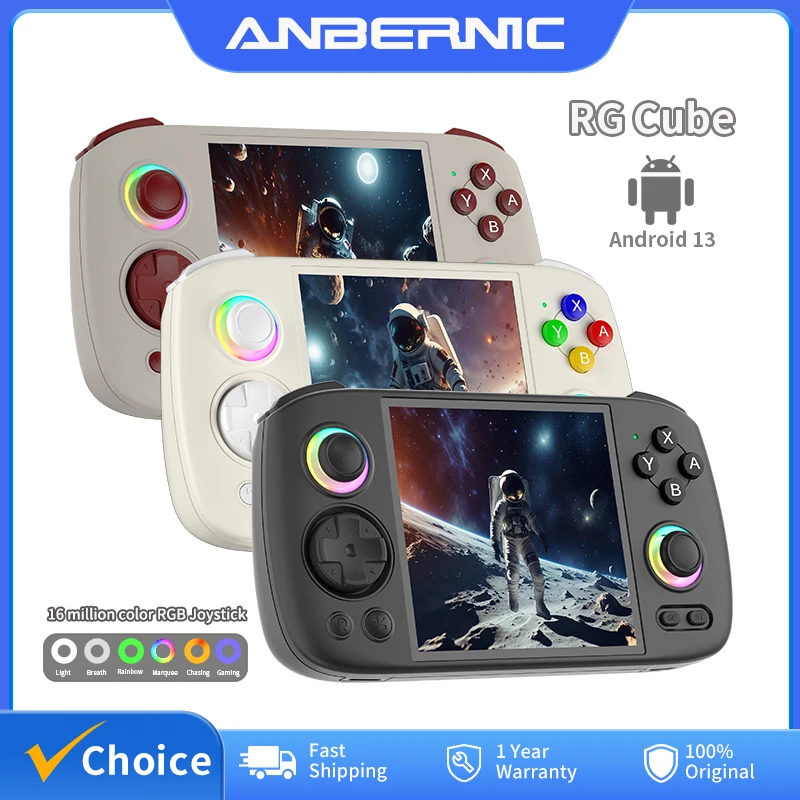 

ANBERNIC RG Cube Handheld Game Console 3.95'' IPS Touch Screen Android13 RGB Lighting Joystick WIFI Streaming Retro Video Player