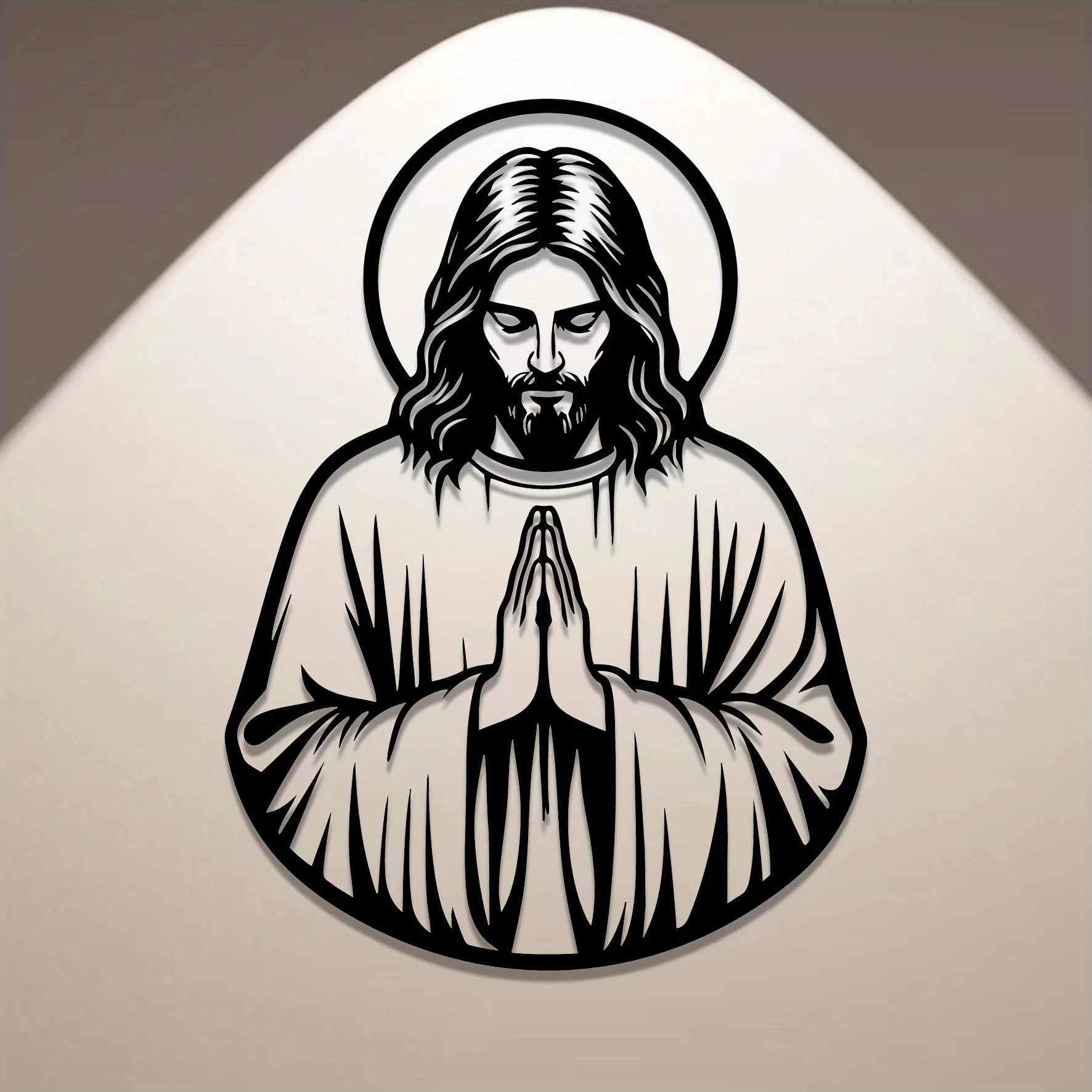 CIFBUY Metal Wall Art Abstract Jesus Prayer Sign Iron Craft Sculpture Indoor Outdoor Home Office Plaque