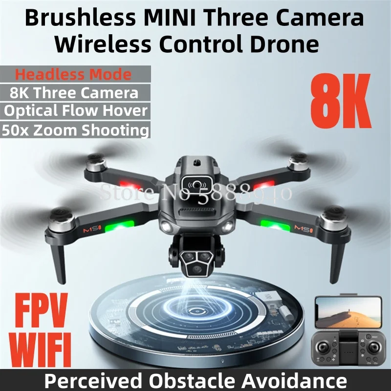 

Brushless Mini Three Camera Wireless Control Drone 360° Roll Optical Flow Position Smart Avoid Obstacle WIFI FPV RC Quadcopter