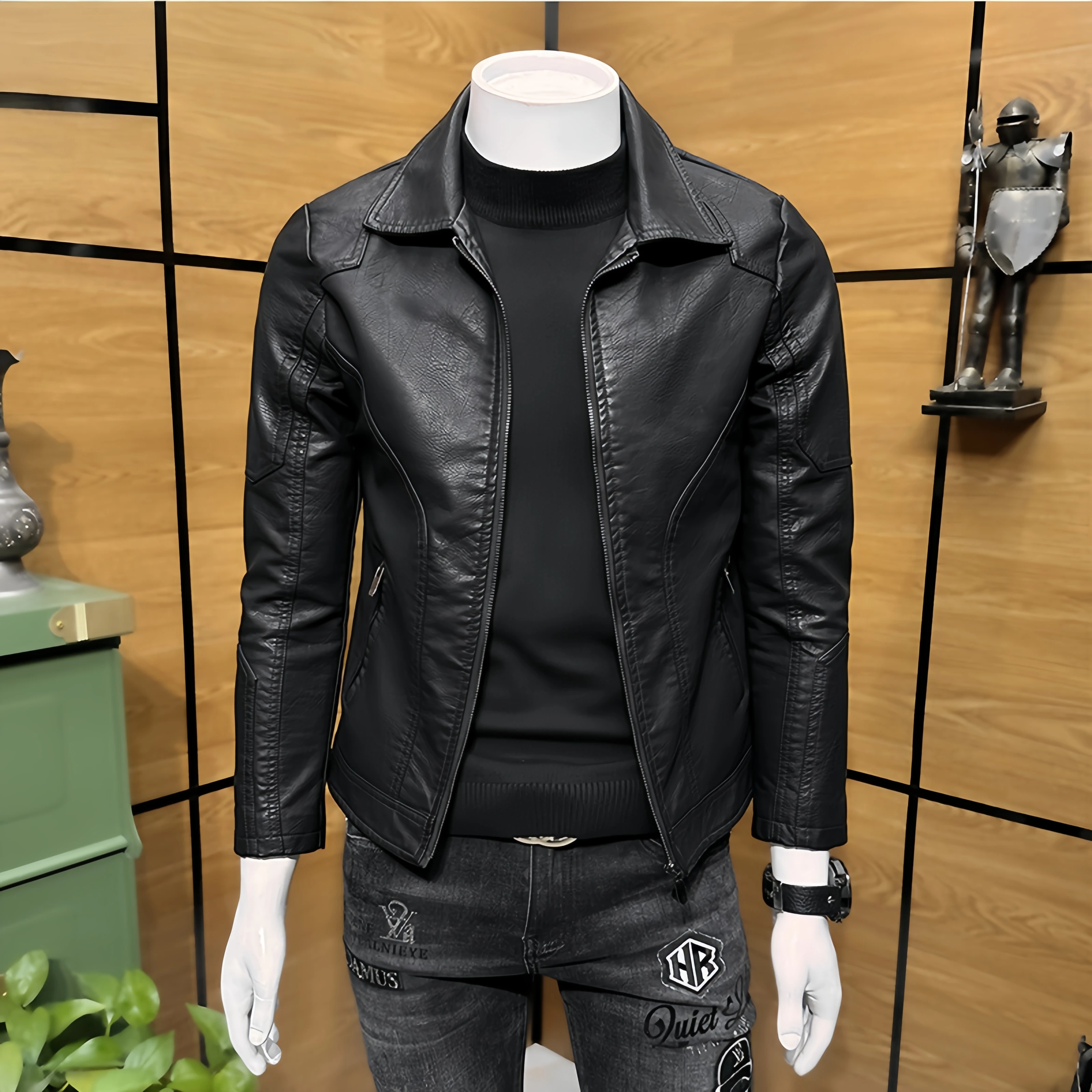 

Men Casual Motorcycle Biker Leather Jacket Coats Men Faux Leather Coat Zipper Overcoat Spring Autumn Trend Brand Punk Colthing