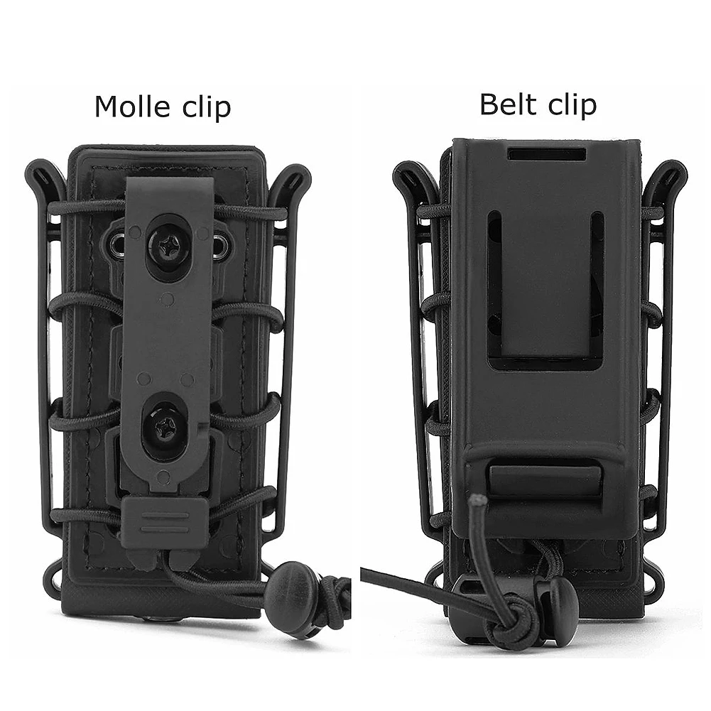 9mm Pistol Mag Carrier Holster Soft Shell Tactical Magazine Pouch Holder with Molle Clip and Belt Clip for for Airsoft Shooting