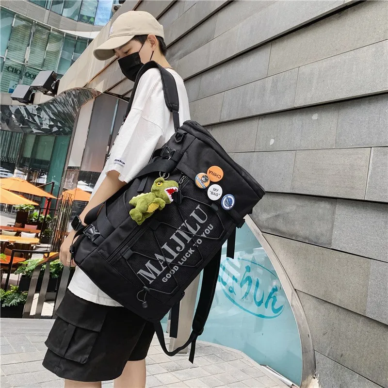 Bolsas de viaje de estilo Hip Hop para hombre y mujer, mochila deportiva de gran capacidad, resistente al agua, para fin de semana, tipo mensajero, 2024