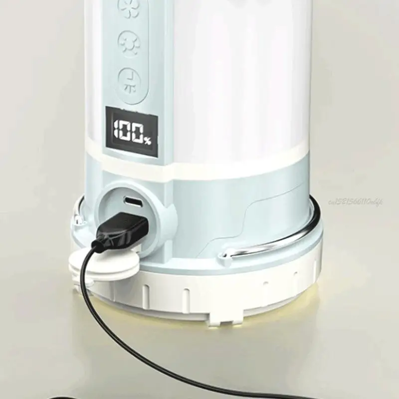 27RB قابلة لإعادة الشحن ضوء المروحة في الهواء الطلق 3 سرعات قابلة للتعديل 4 أوضاع الإضاءة شاشة LCD