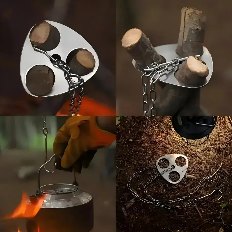 

Stainless Steel Portable Camping Tripod Hanger Adjustable Chain,Outdoor Campfire Cooking Stand with Hook,Chain for Picnic BBQ