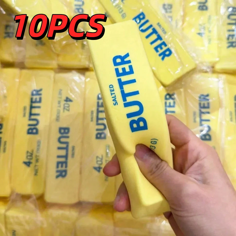 1-10PCS Butter Stick Squishy Toy, Soft Slow Rising Fake Food Sensory Squeeze Toy, Anxiety Relief Gift for All Ages