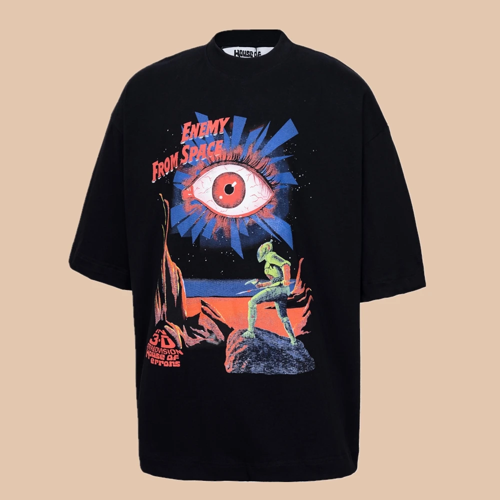 Frog Drift HOUSE OF ERRORS Streetwear Hip Hop Fashion Graphics Printed Vintage Clothing Loose Oversized T Shirt Tops Tee For Men