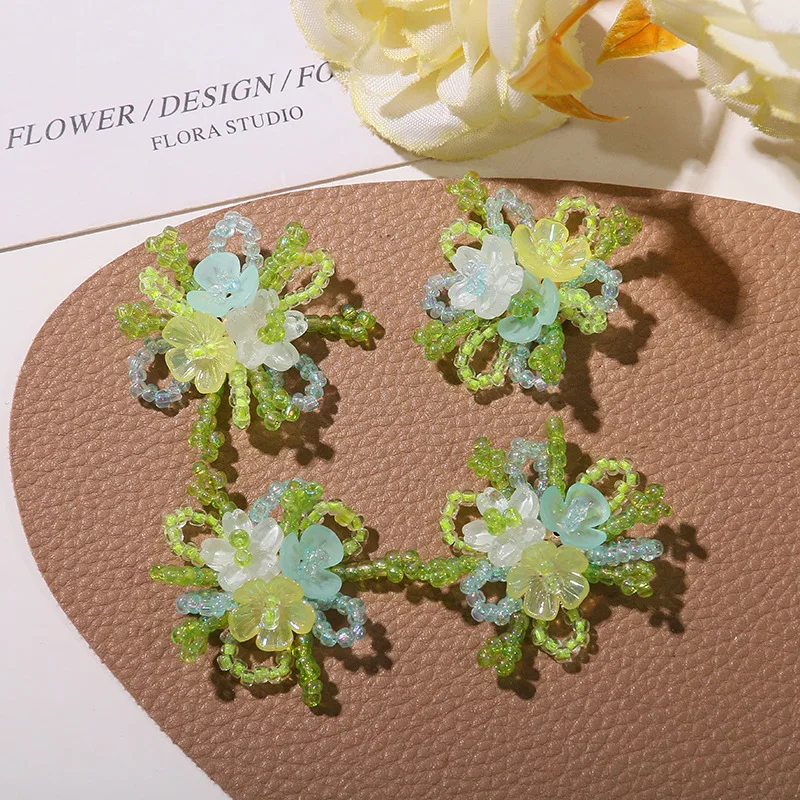 Shoe Charms 1Pc Handwoven Sweet Princess Colorful Tassel Flower Bead Cluster DIY Decor for Clogs Jelly Crystal Shoes Korean Chic