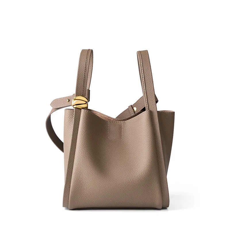 Imagem -06 - Genuine Soft Leather Bucket Shoulder Bolsa para as Mulheres Bolsala Lidar com Bolsas Moda de Luxo Marca Designer