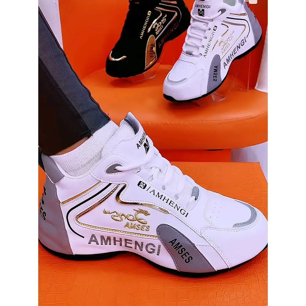 2026 New Men's Sports Shoes Embroidered Breathable Men's Sports Shoes Breathable Low with Lace-up Men's Platform Shoes.