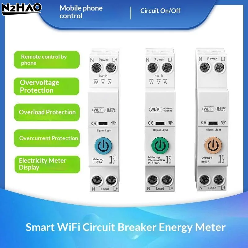 Smart Switch Energy Meter kWh Metering Monitoring Circuit Breaker Timer Relay Remote Control Overvoltage Overload Protection Ene