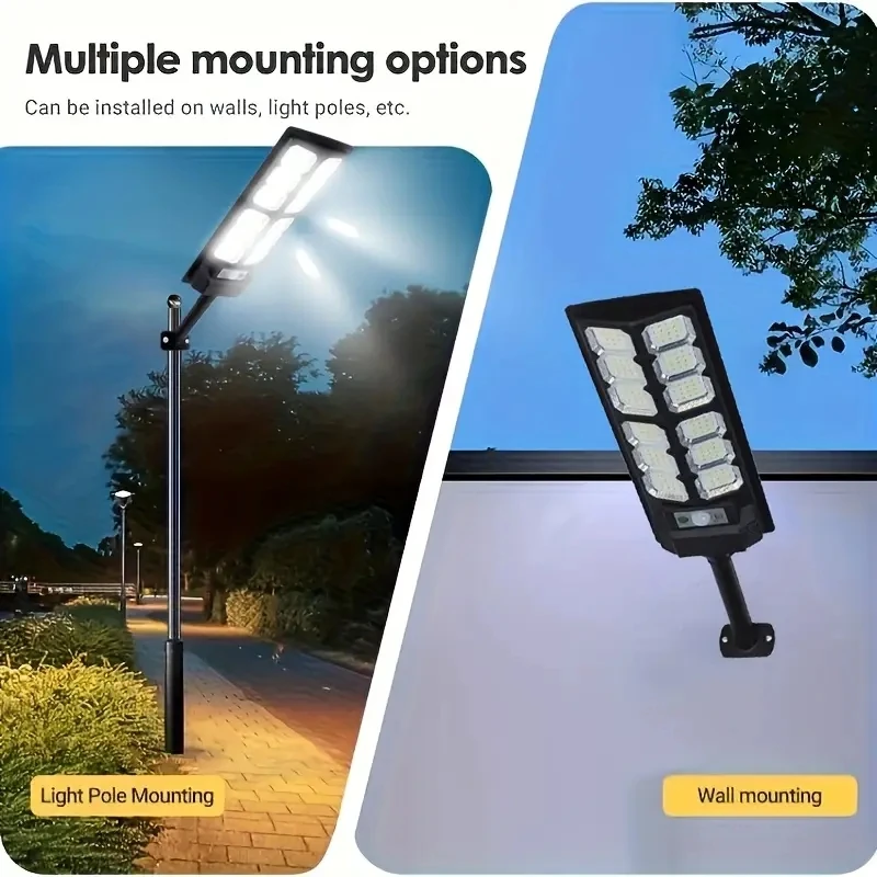 Outdoor Solar Street Light with Remote Control and Motion Sensor Solar Garden Wall Lamp for Patio Road Area Lamp Backyard