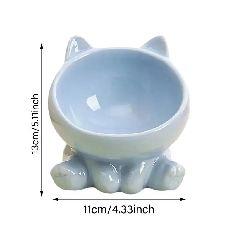 Elevated Cat Bowls Cute Feeding Raised Pet Food Bowls Cat Food Dish Anti-Vomiting Neck Protection Slanted Cat Dish For Indoor