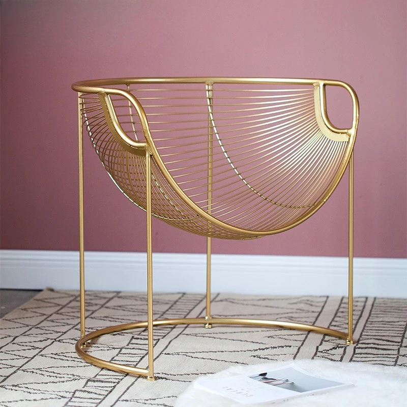 Nordic Style Luxury Living Room Chair Minimalist Creative Lounge Armchair Iron Art Gold Frame Accent Chair Bedroom Makeup Chairs