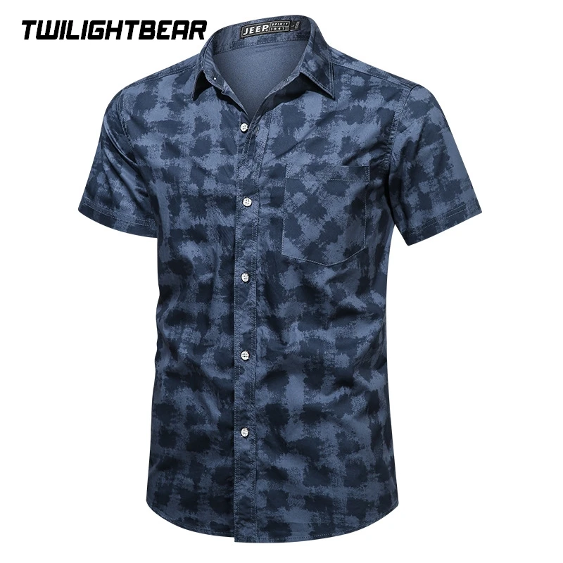 

Pure Cotton Men's Shirt Short Sleeve Oversized Casual Shirt Summer Male Blouse Printing Shirt Men Clothing Leisure Shirt AF817