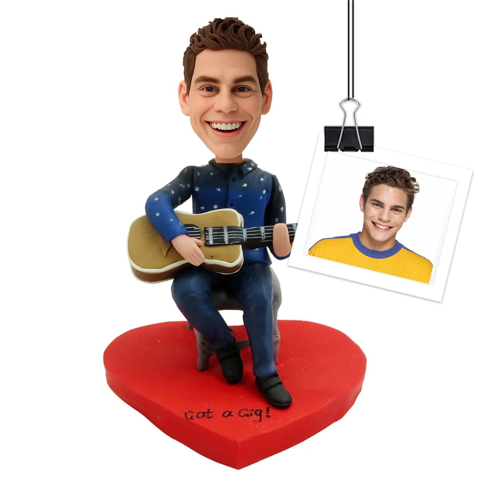 

7-9inches Custom Bobble Heads for Adults Father's Day Gift Idea with Guitar - Personalized Collectible Figurine