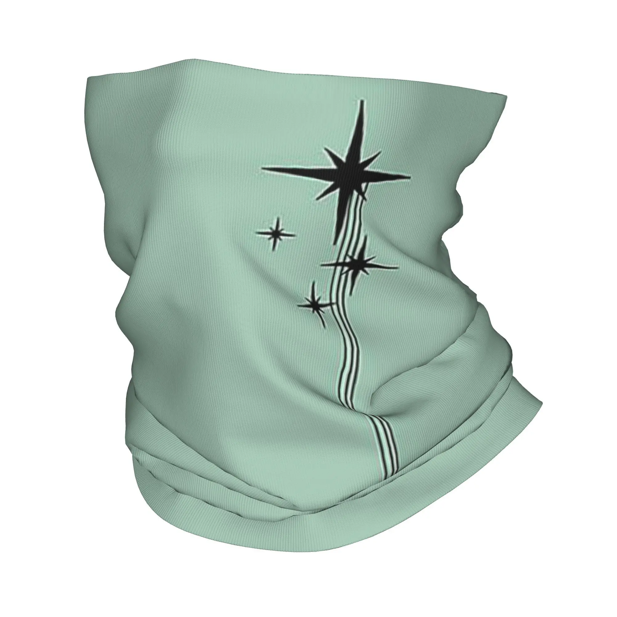 1950s العصر الذري الرجعية النجمي في النعناع الأخضر والأسود باندانا غطاء الرقبة المطبوعة وشاح سحري متعدد الاستخدام أغطية الرأس الدراجات