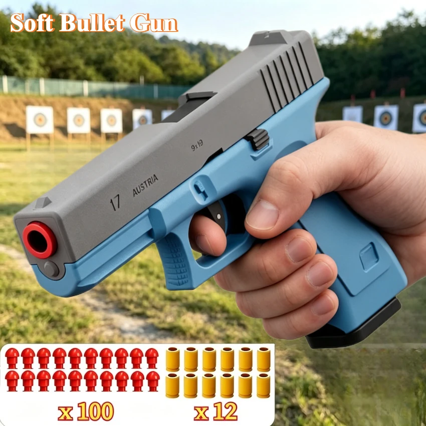 Image of Shell Throwing G17 EVA Sicherheits-Softbullet-Spielzeugpistole mit Blowback für Outdoor-Sport, Dauerfeuer-Schießspiel, Weihnachtsgeschenk