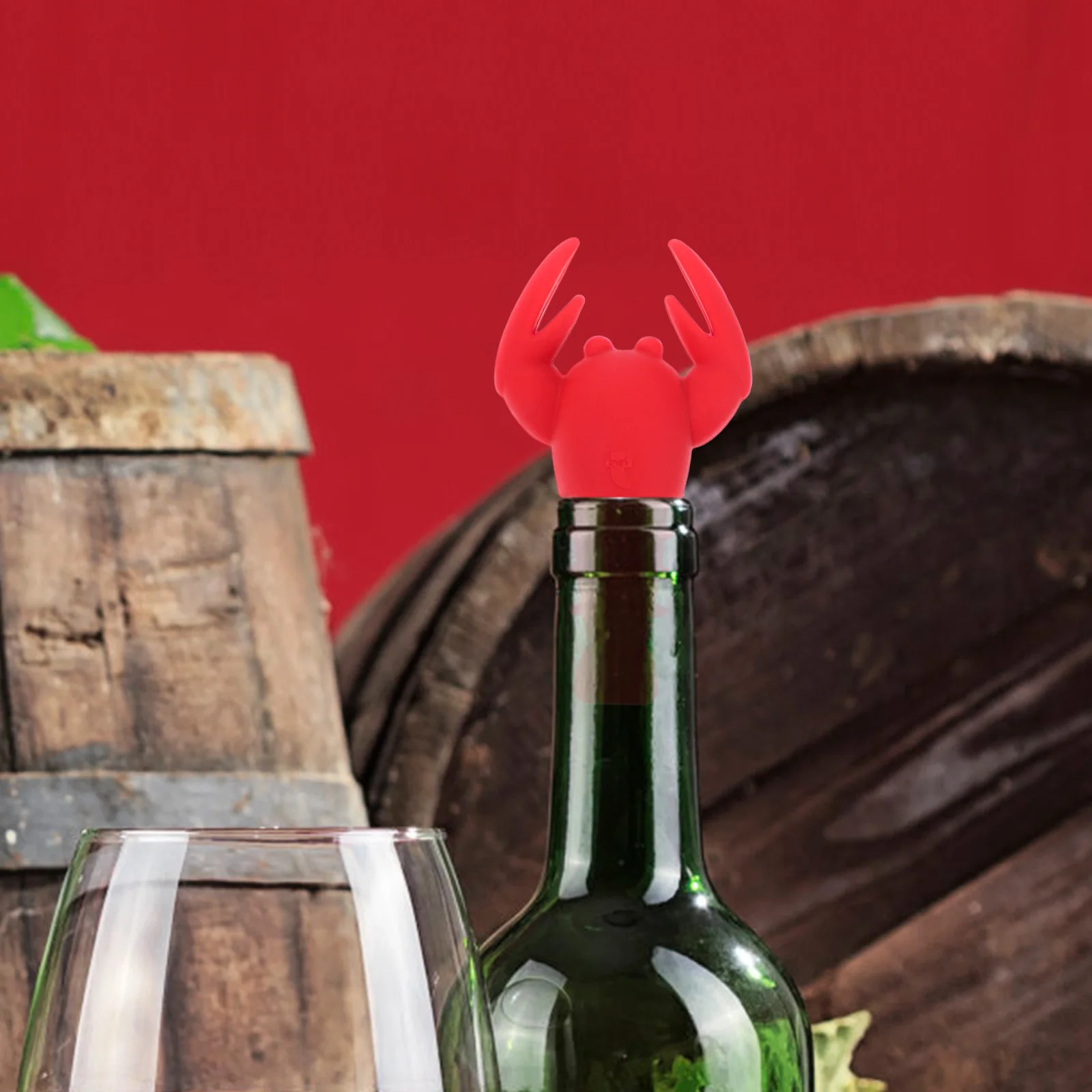 

2pcs Lobster Shaped Wine Stoppers Reusable Silicone Bottle Stopper For Red Wine Olive Oil Vinegar Party Supplies Kitchen Bar