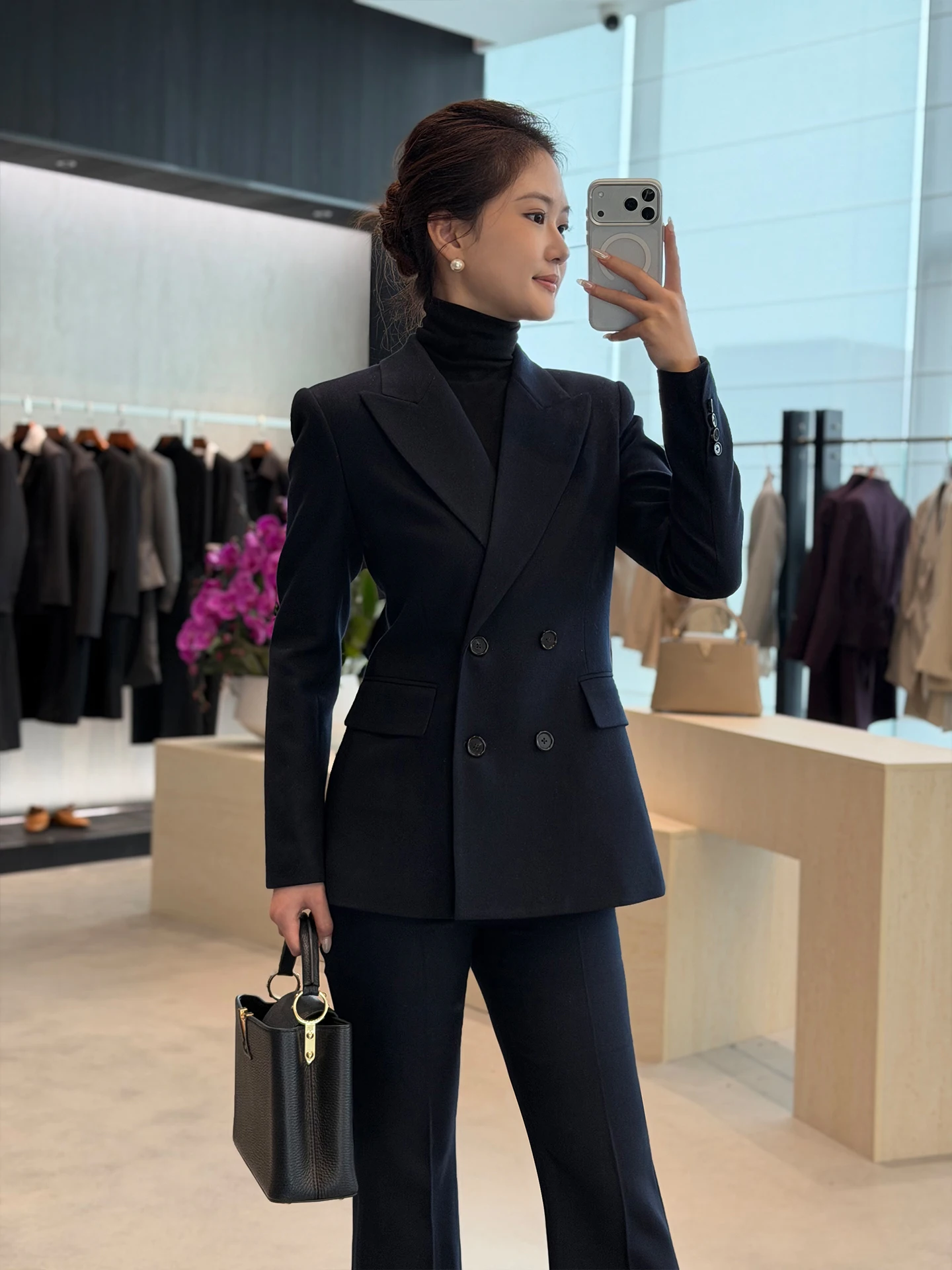 

Ele Slim Fit Suit Jaet Double Button Profional Workwear Commute Sle Long Sve Polyester Fabric Chinese Production